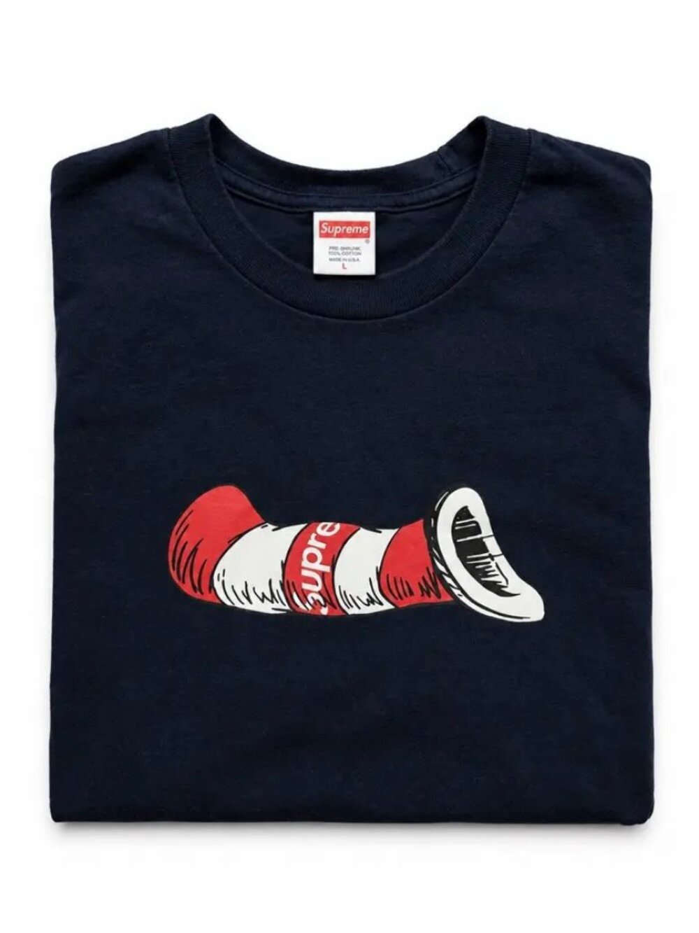 FW18 Supreme Cat in the Hat Tee Navy Large